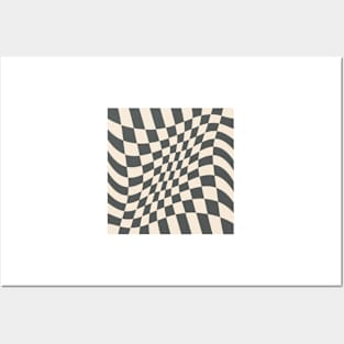 Wavy Twist Psychedelic Checkerboard Posters and Art